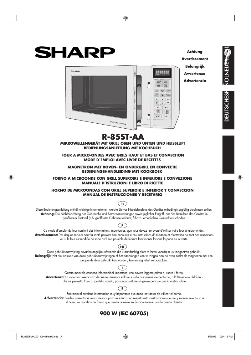 Page 1 de la notice Manuel utilisateur Sharp R-85ST-AA