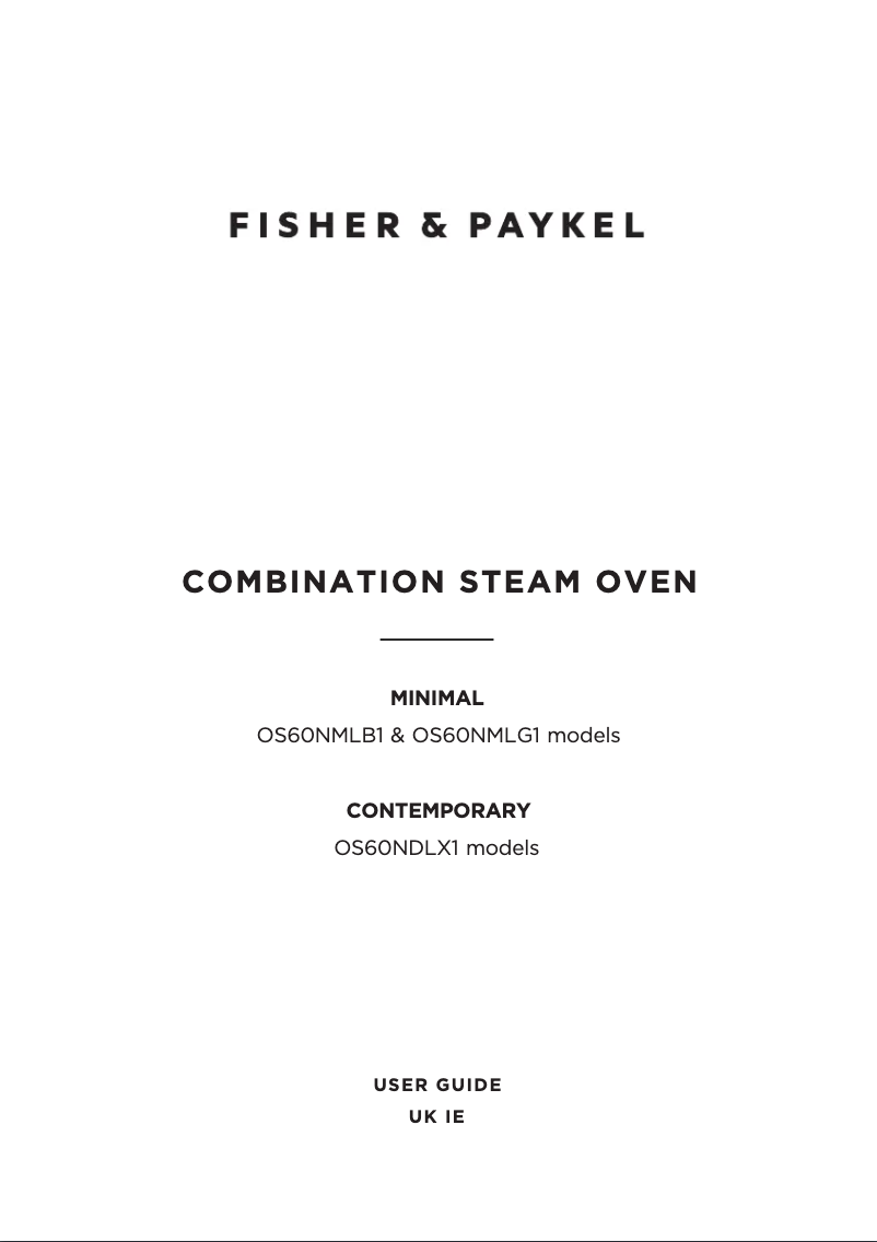 Page 1 de la notice Guide d'installation Fisher & Paykel OS60NMLG1