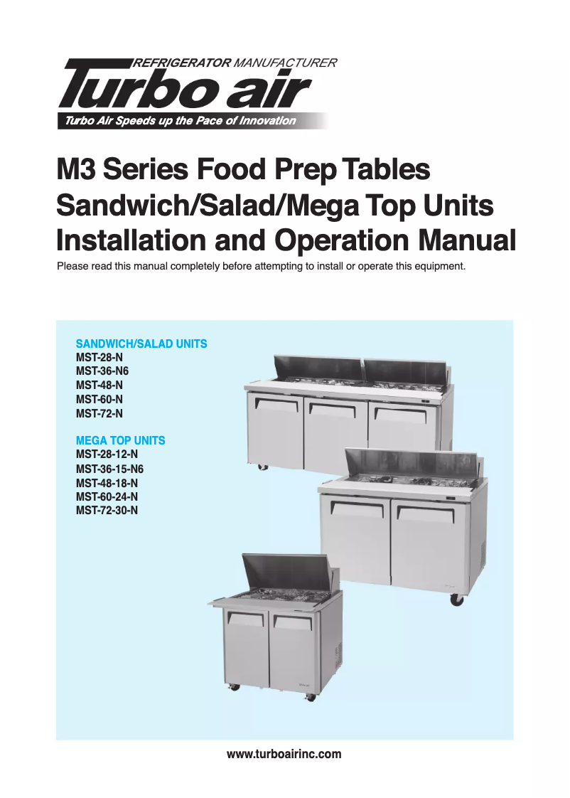 Page 1 de la notice Guide d'installation Turbo air MST-36