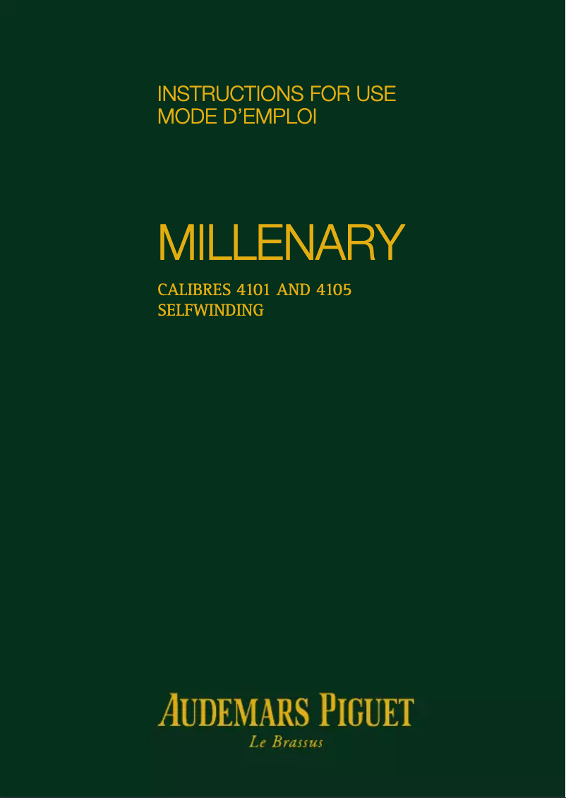 Page n°1 - Manuel utilisateur Audemars Piguet Millenary 15352OR.OO.D093CR.01