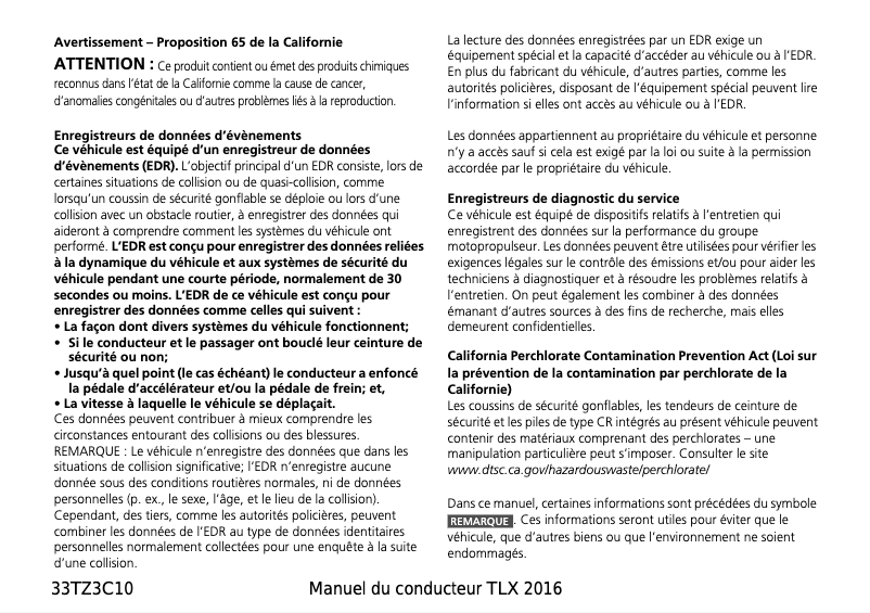 Image de la première page du manuel de l'appareil TLX (2016)