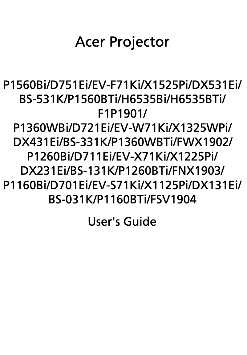 Página 1 del manual Manual de usuario Acer P1560Bi