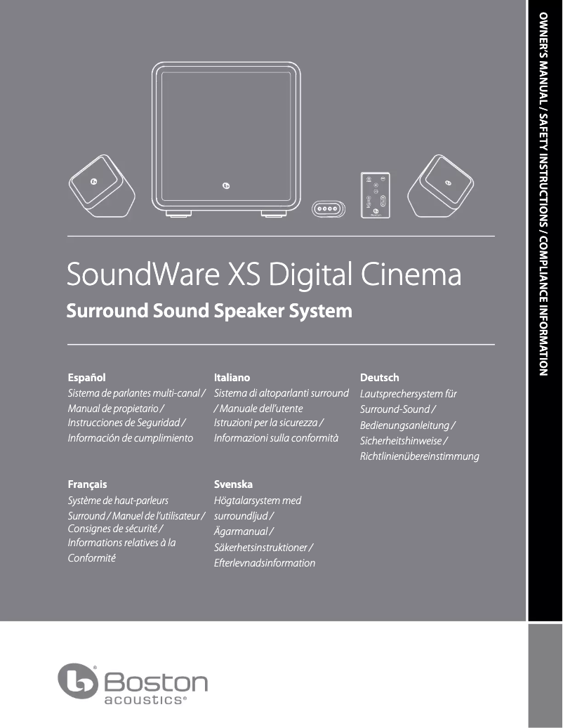 Page 1 de la notice Manuel utilisateur Boston Acoustics SoundWare XS Digital Cinema