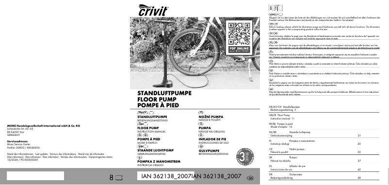 Page n°1 - Manuel utilisateur Crivit IAN 362138