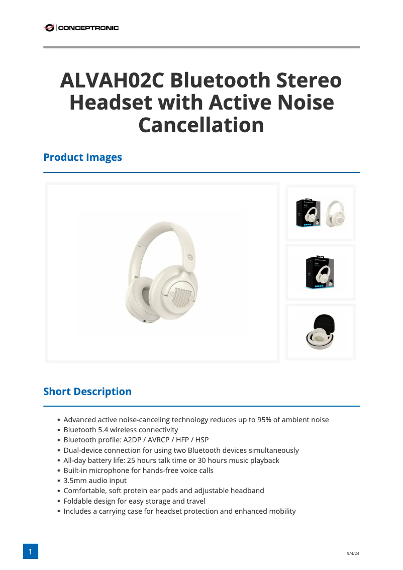 Image de la première page du manuel de l'appareil ALVAH02C