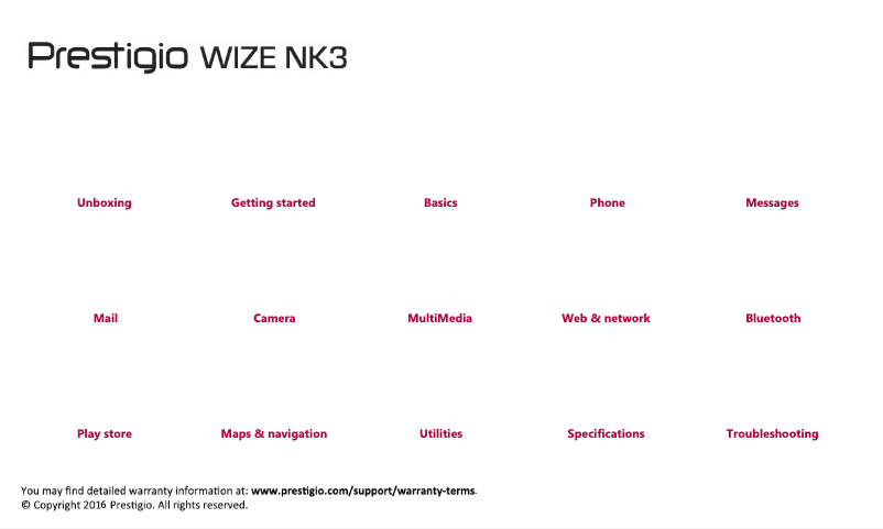 Page 1 of the manual User Manual Prestigio Wize NK3