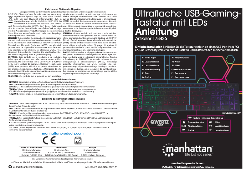 Page 1 de la notice Manuel utilisateur Manhattan 178426