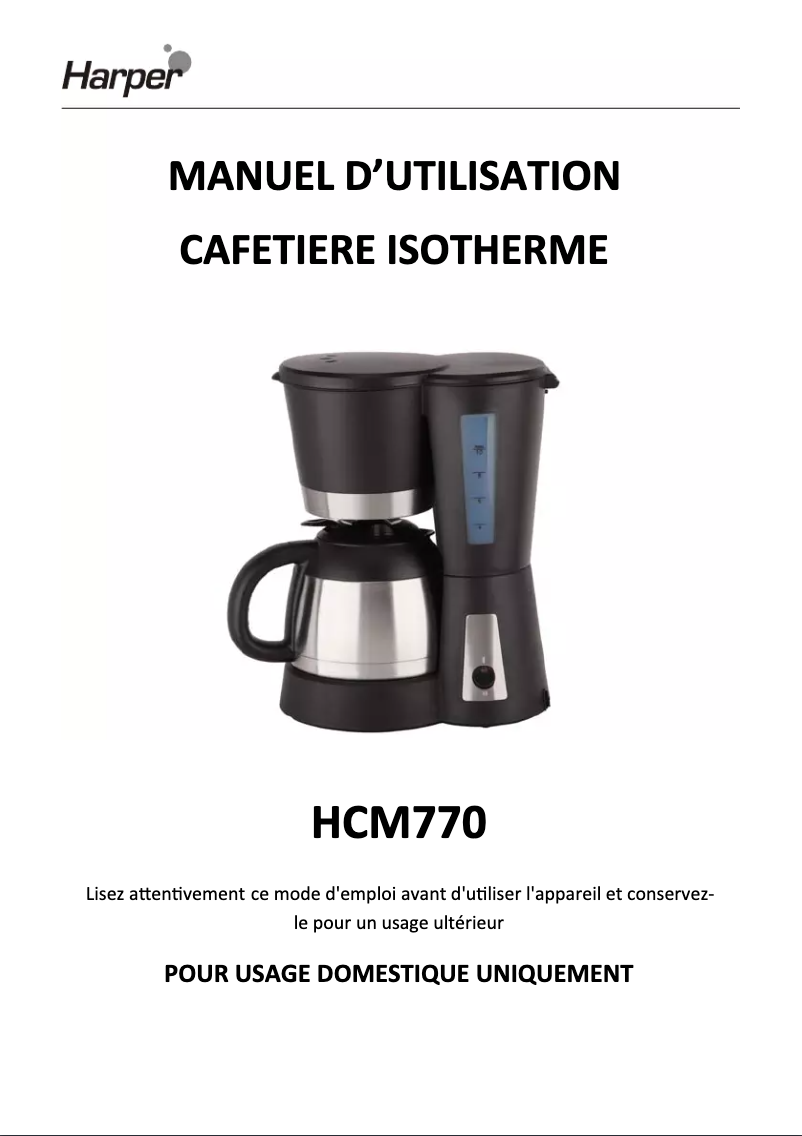 Page n°1 - Manuel utilisateur Harper HCM770