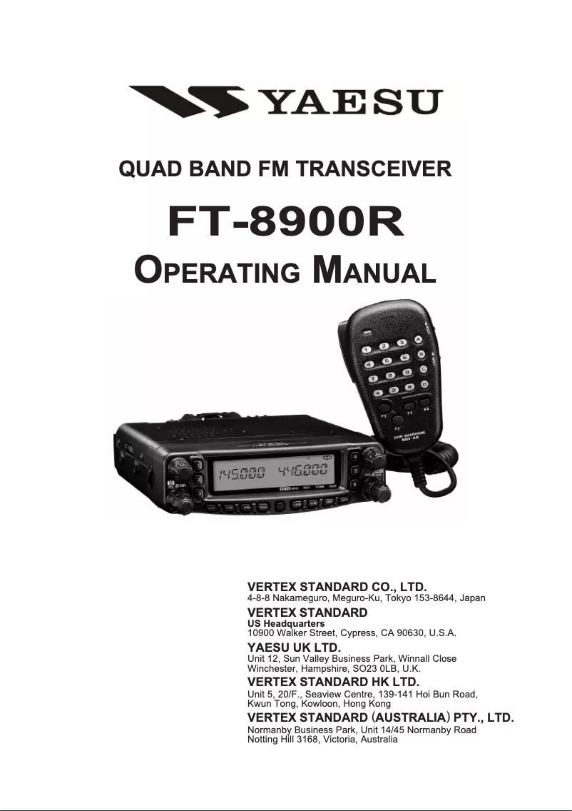 Page n°1 - Manuel utilisateur Yaesu FT-8900R