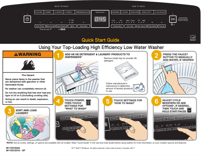 Page n°1 - Manuel utilisateur Whirlpool WTW7500GW