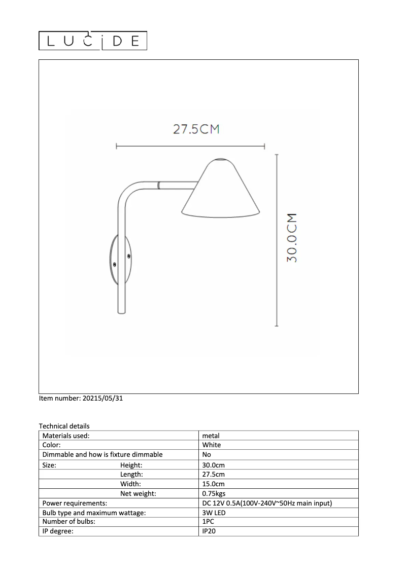 Page 1 de la notice Manuel utilisateur Lucide Devon 20215/05/31