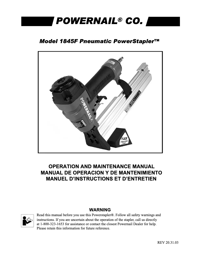 Page n°1 - Manuel utilisateur POWERNAIL 1845F