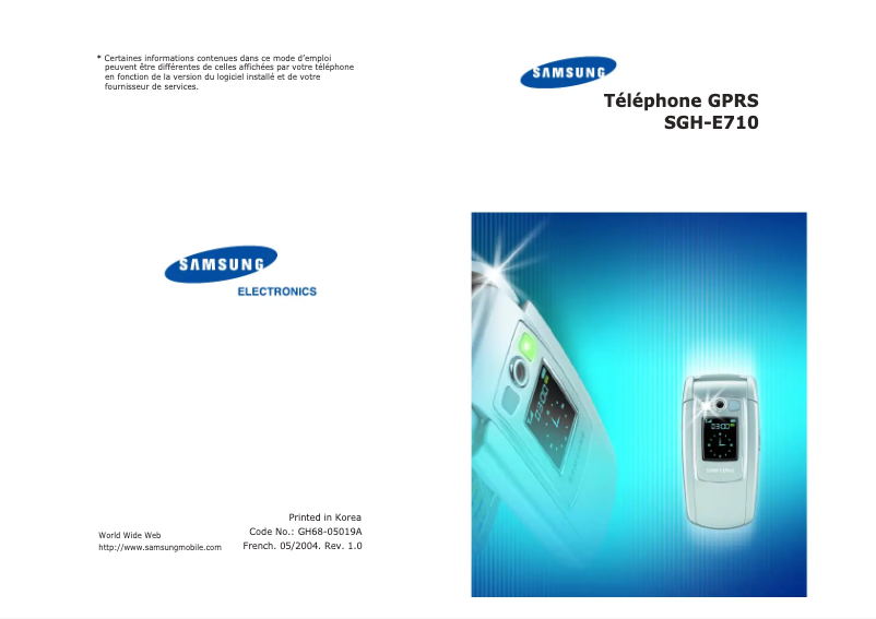 Page n°1 - Manuel utilisateur Samsung SGH-E710