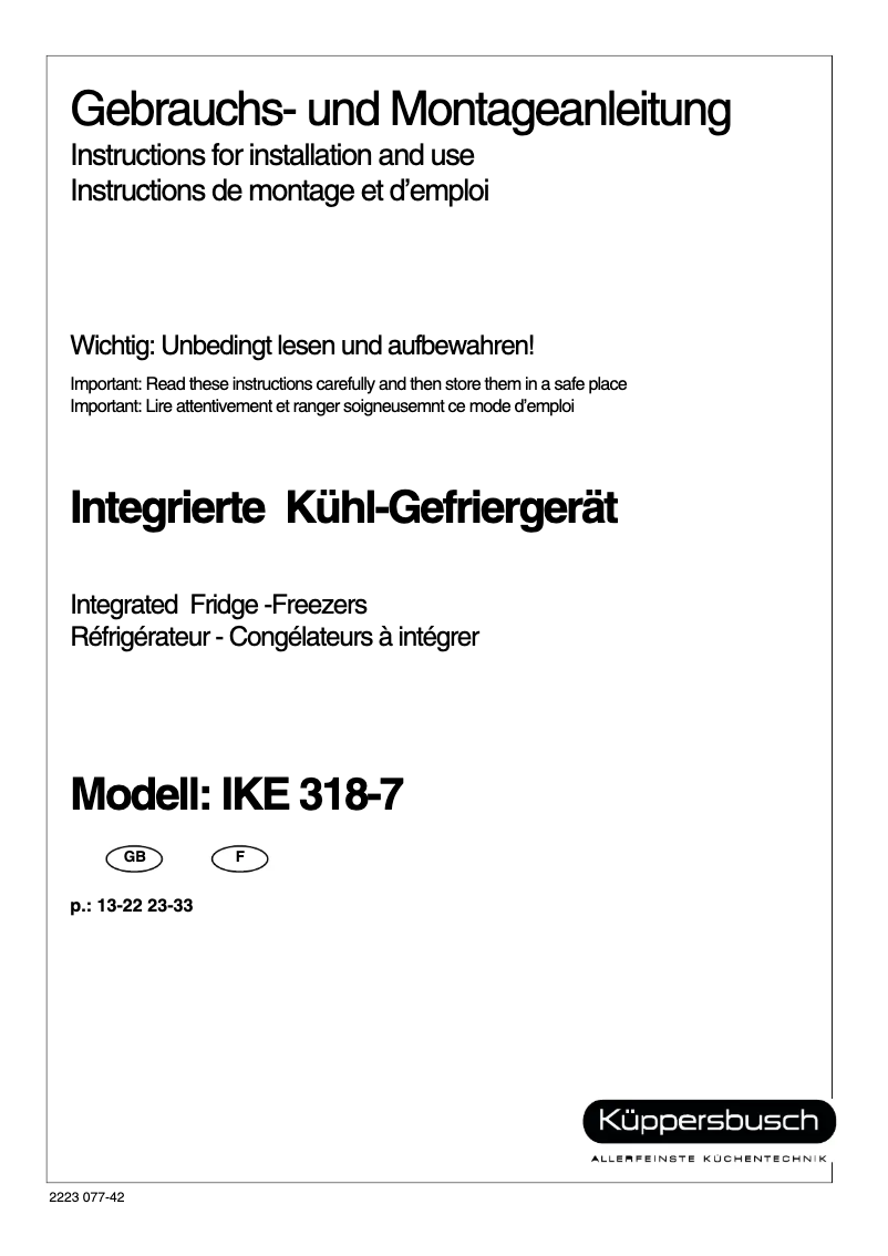 Imagen de la primera página del manual del dispositivo IKE 318-7