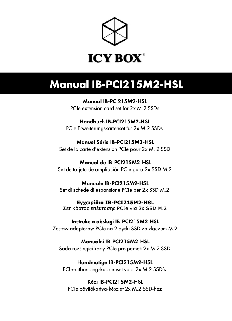 Page n°1 - Manuel utilisateur Icy Box IB-PCI215M2-HSL