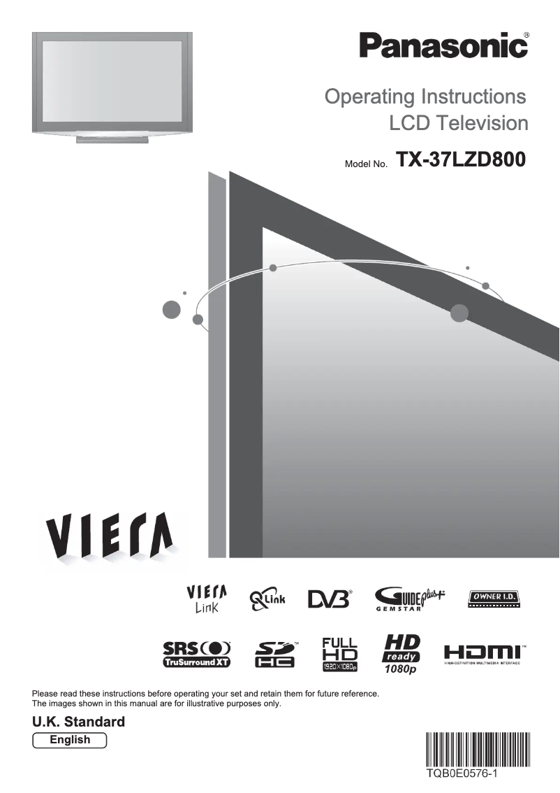 Image de la première page du manuel de l'appareil Viera TX-37LZD800