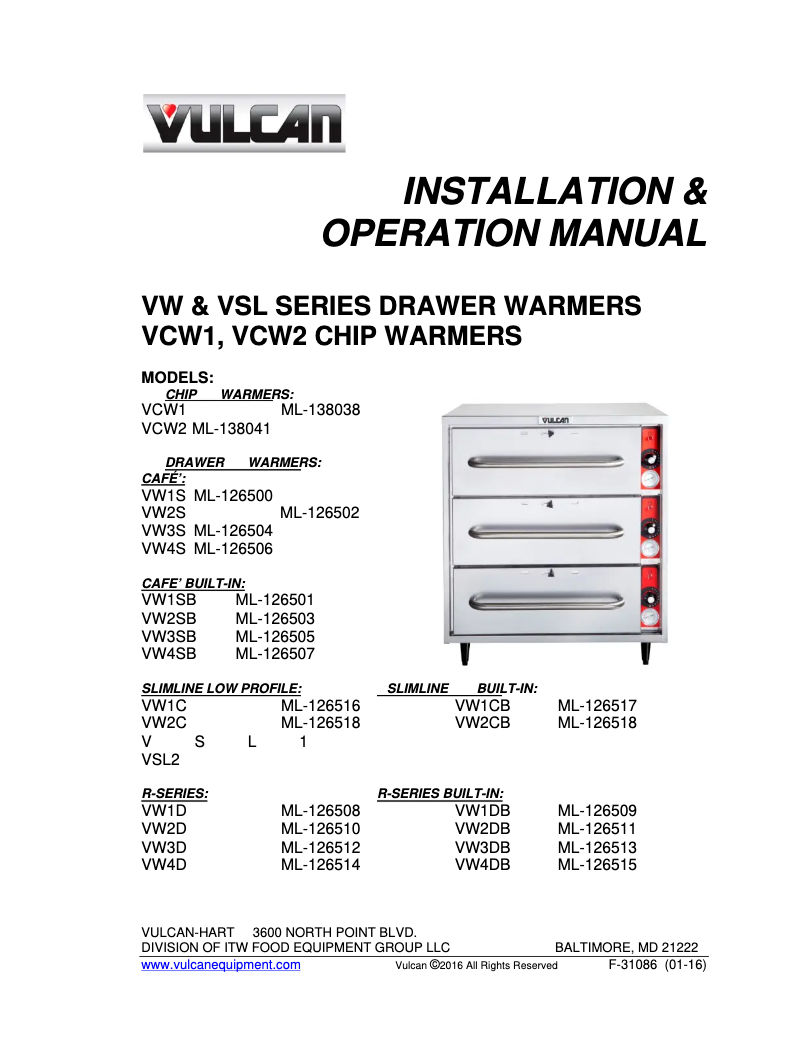 Page 1 de la notice Manuel utilisateur Vulcan VSL2