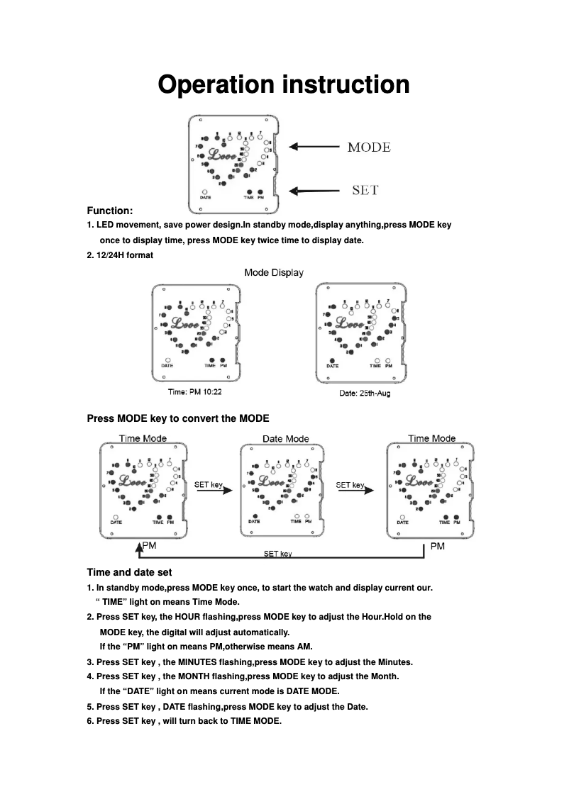 Page 1 de la notice Manuel utilisateur Skmei 0952A