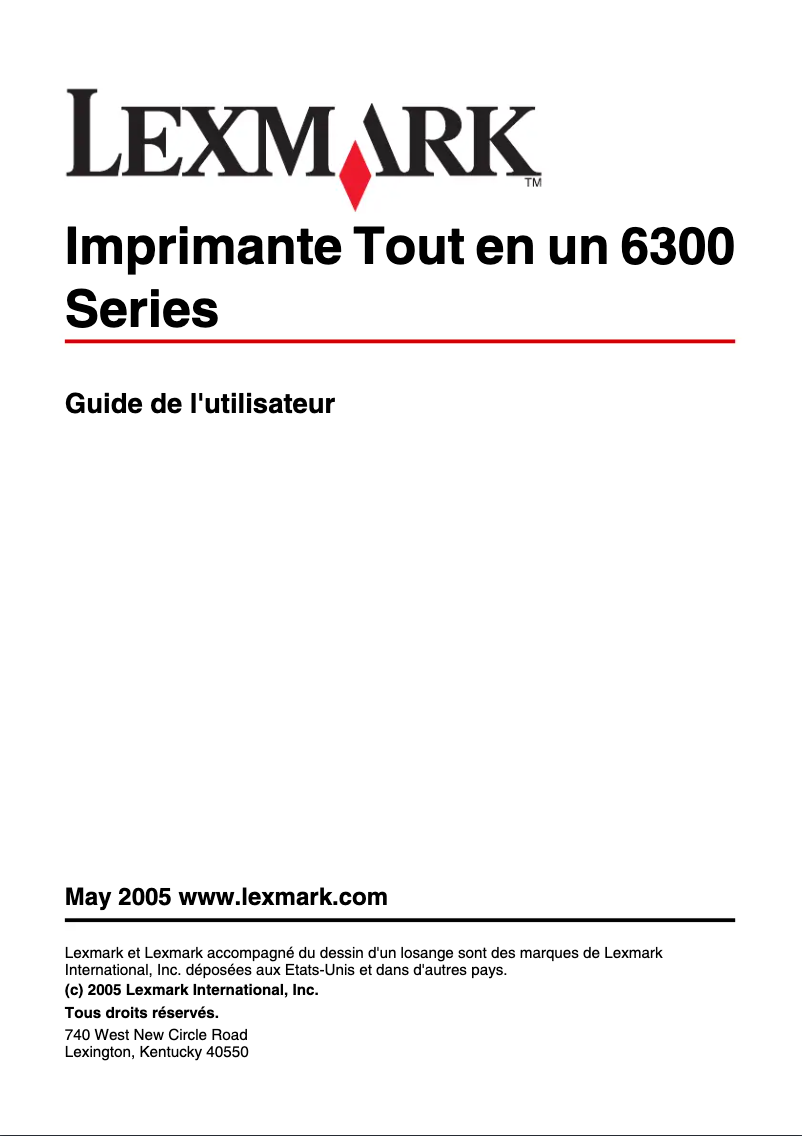 Page 1 de la notice Manuel utilisateur Lexmark X6300