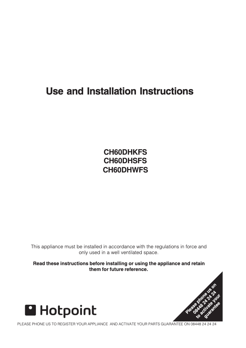 Page 1 de la notice Manuel utilisateur Hotpoint CH60DHWFS