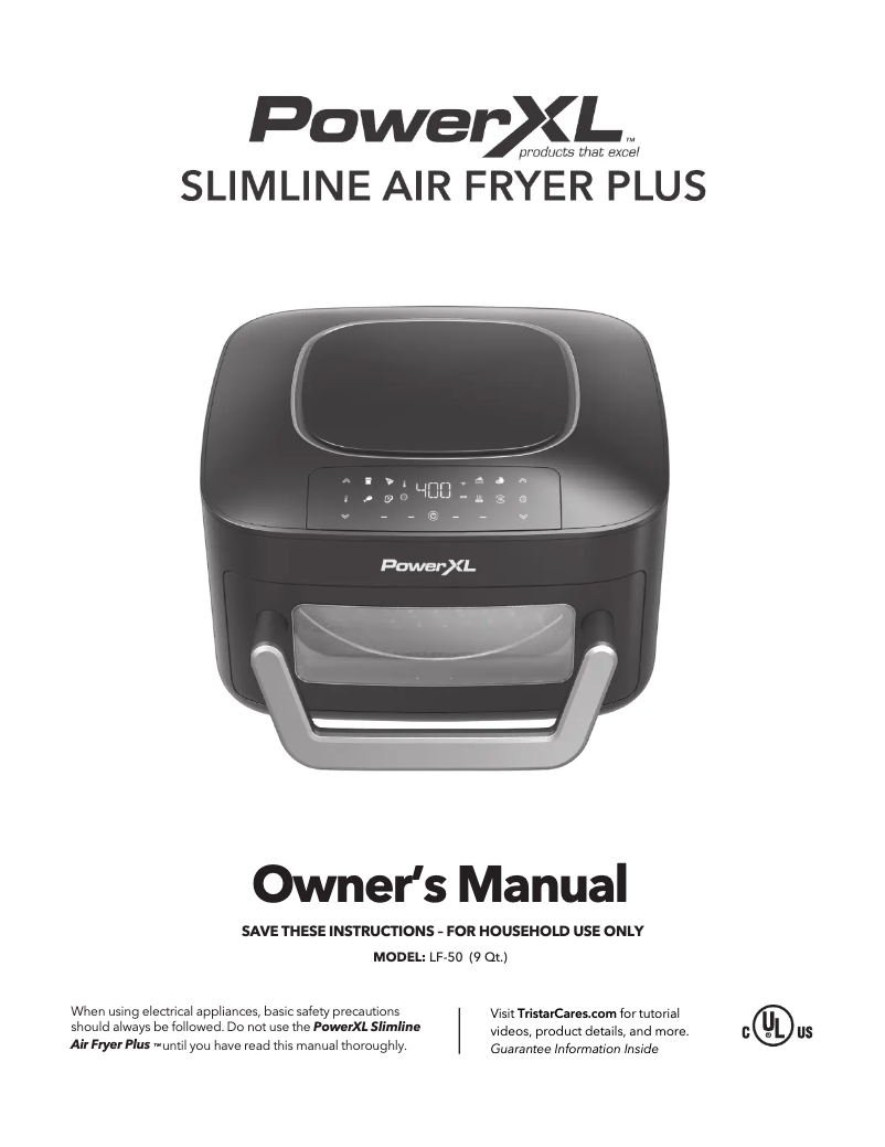Page 1 de la notice Manuel utilisateur PowerXL Slimline Air Fryer Plus LF-50