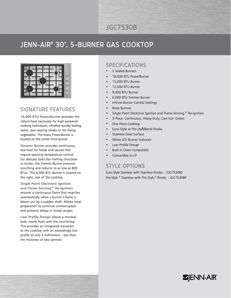 Image de la première page du manuel de l'appareil JGC7530BS