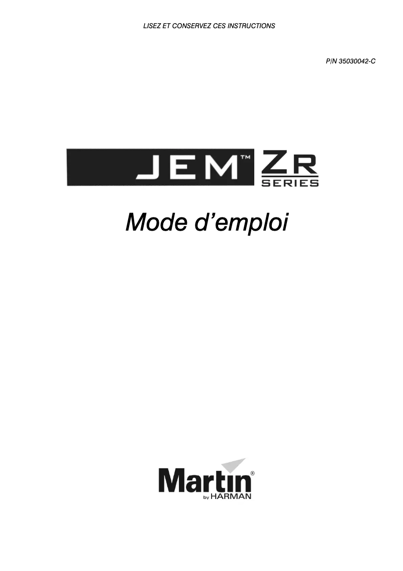 Page 1 de la notice Manuel utilisateur Martin JEM ZR45