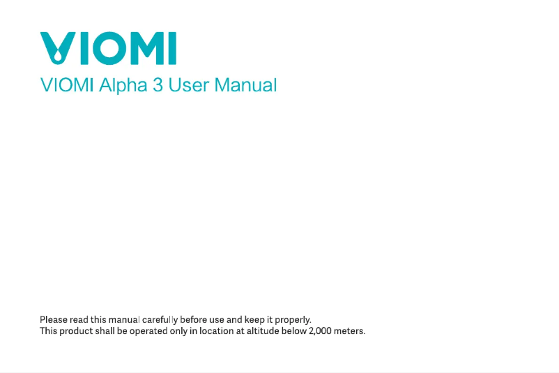 Page n°1 - Manuel utilisateur Viomi Alpha 3