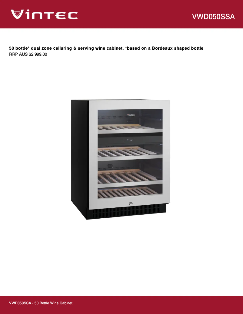 Image de la première page du manuel de l'appareil VWD050SSA