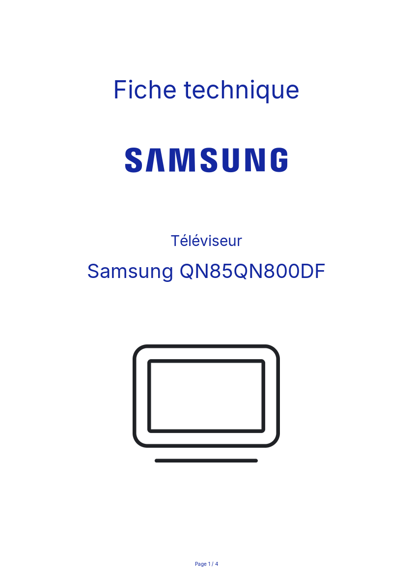 Page n°1 - Fiche technique Samsung QN85QN800DF