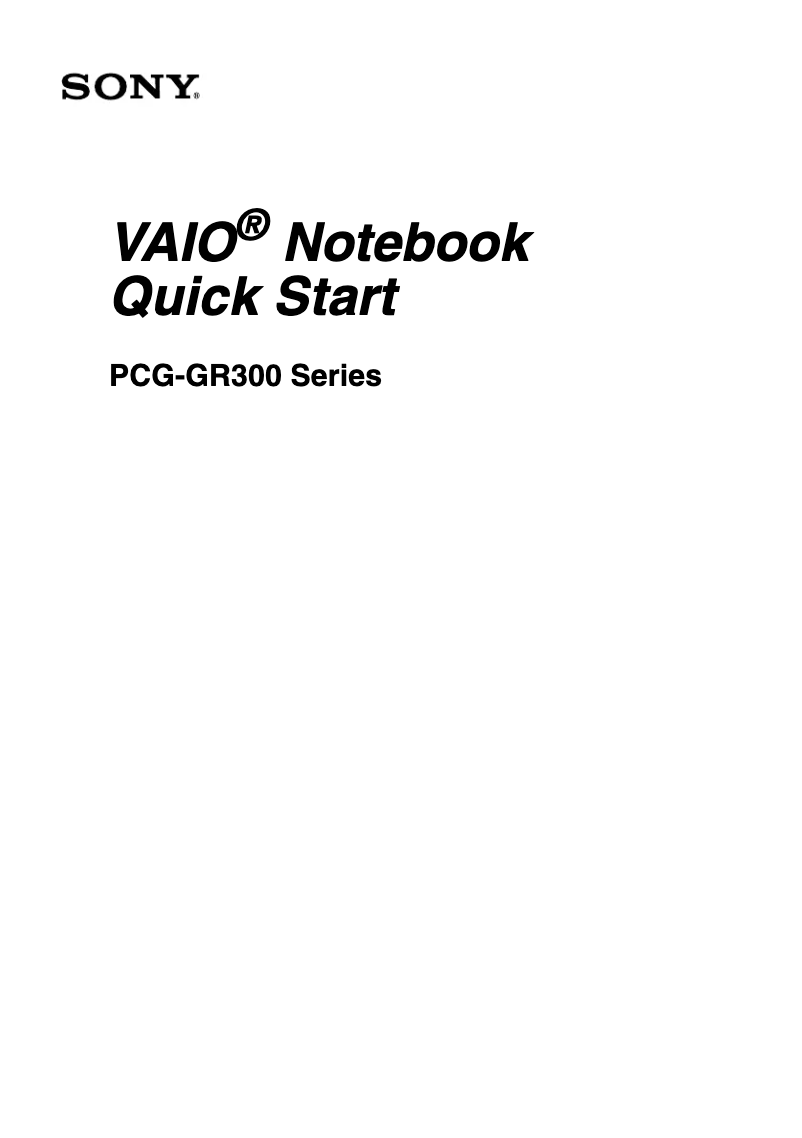 Page n°1 - Guide d'installation Sony Vaio PCG-GR370P