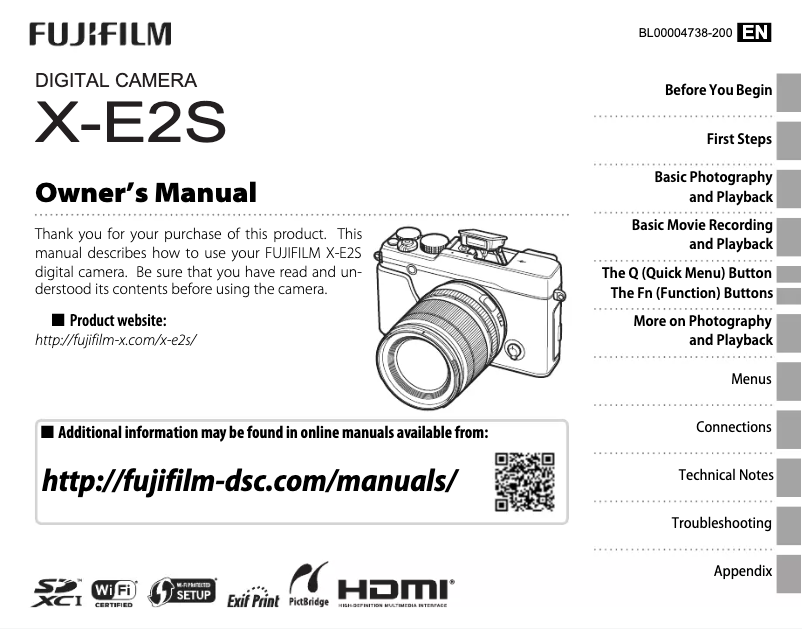 Page n°1 - Manuel utilisateur Fujifilm X-E2S