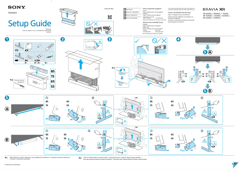Page n°1 - Guide d'installation Sony XR-85X90CL