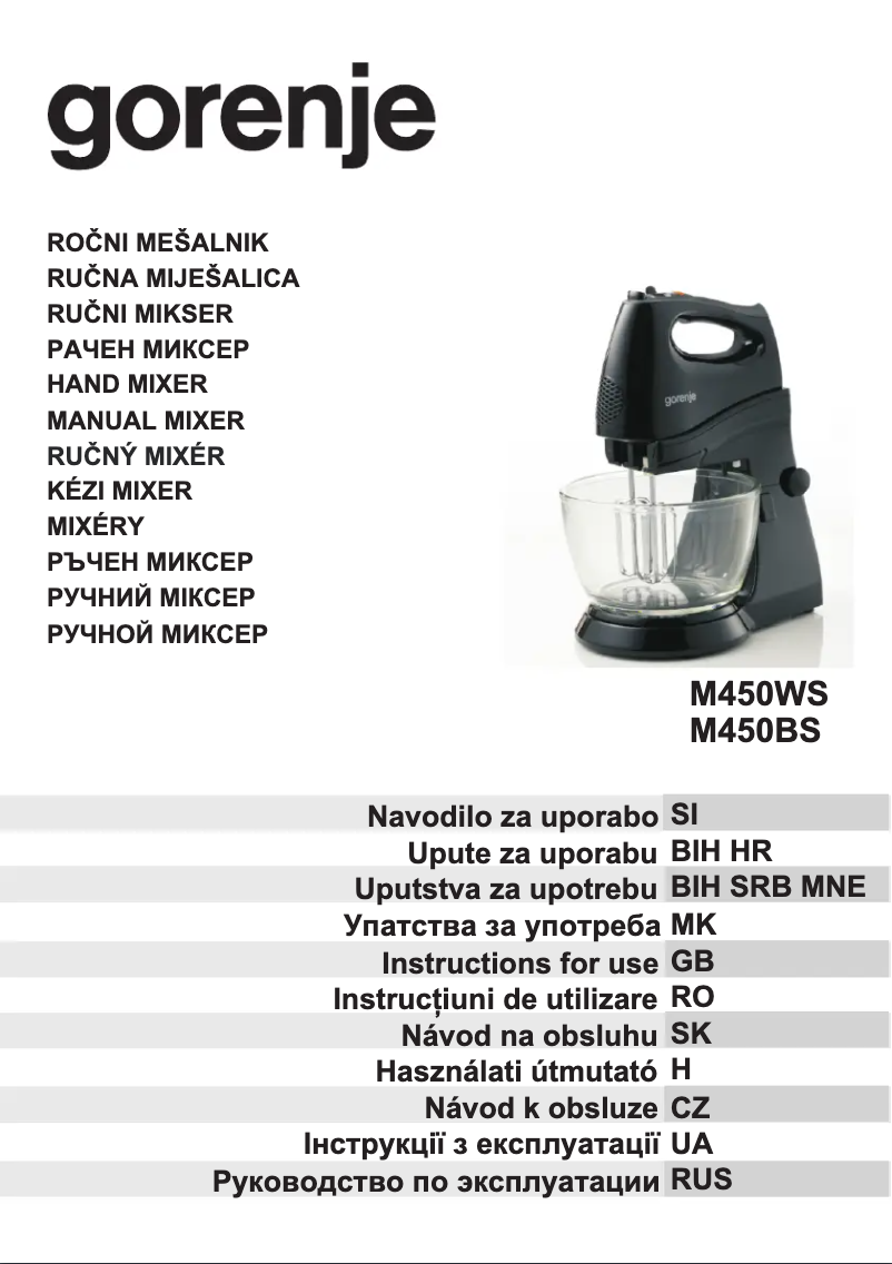 Page 1 de la notice Manuel utilisateur Gorenje M450WS