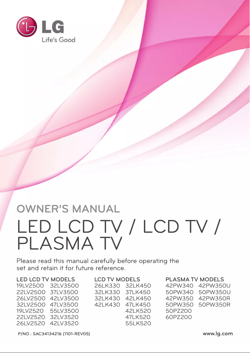Page n°1 - Manuel utilisateur LG 60PZ200