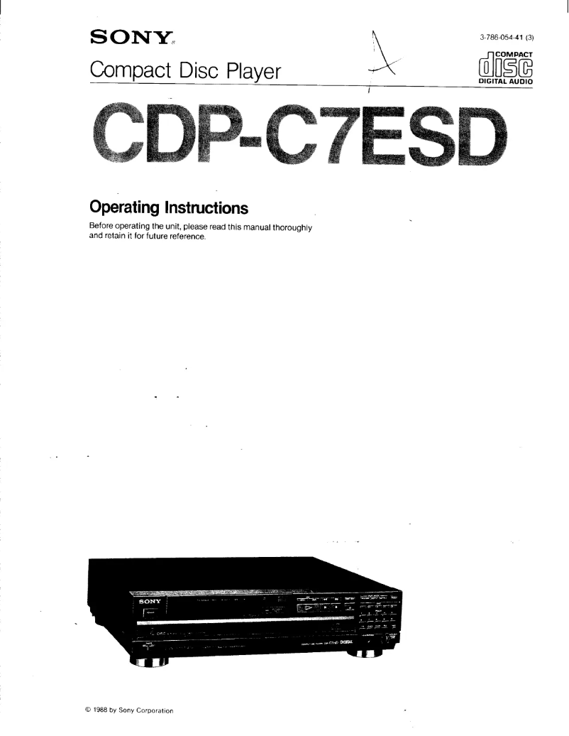 Image de la première page du manuel de l'appareil CDP-C7ESD