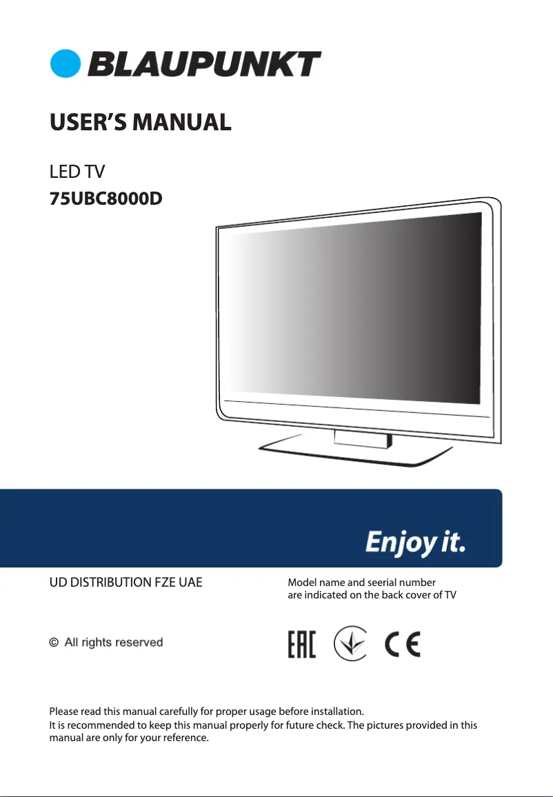 Image de la première page du manuel de l'appareil 75UBC8000D