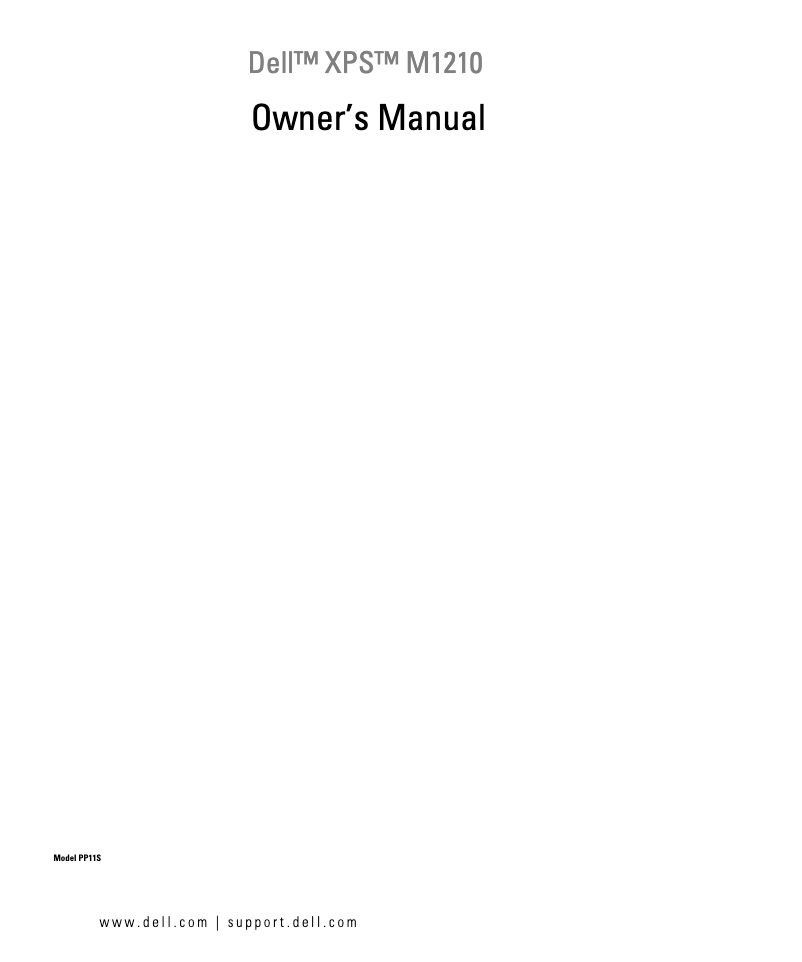 Page n°1 - Manuel utilisateur Dell XPS M1210