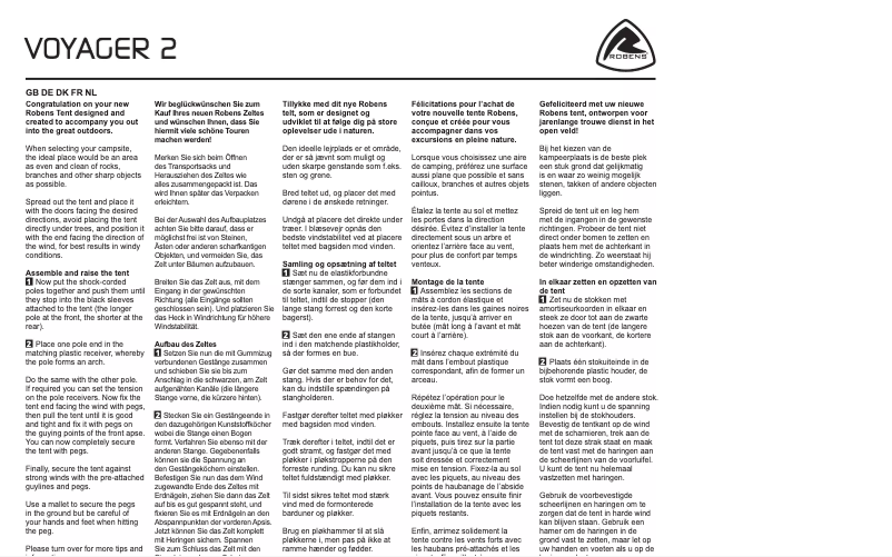 Page n°1 - Manuel utilisateur Robens Voyager 2