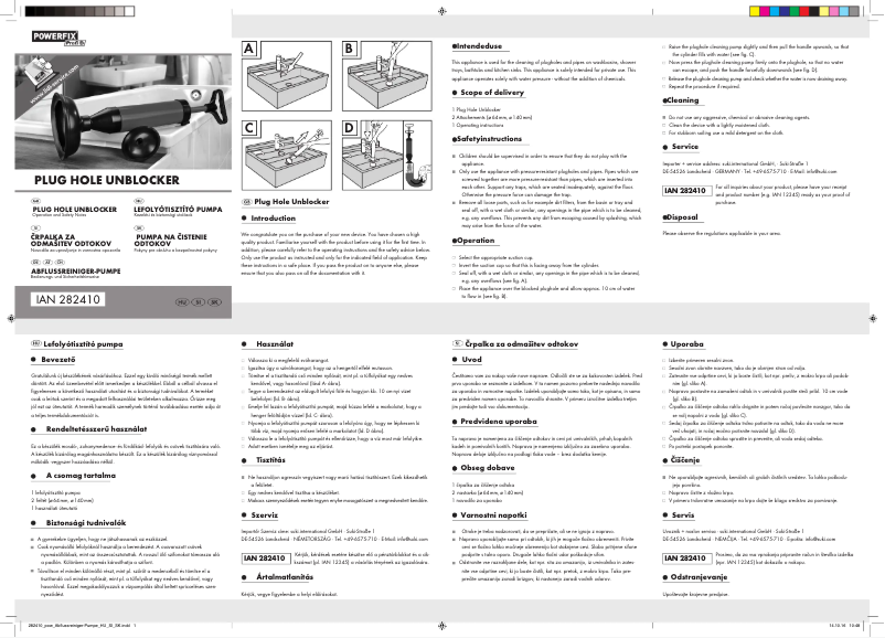 Page 1 de la notice Manuel utilisateur Powerfix IAN 282410