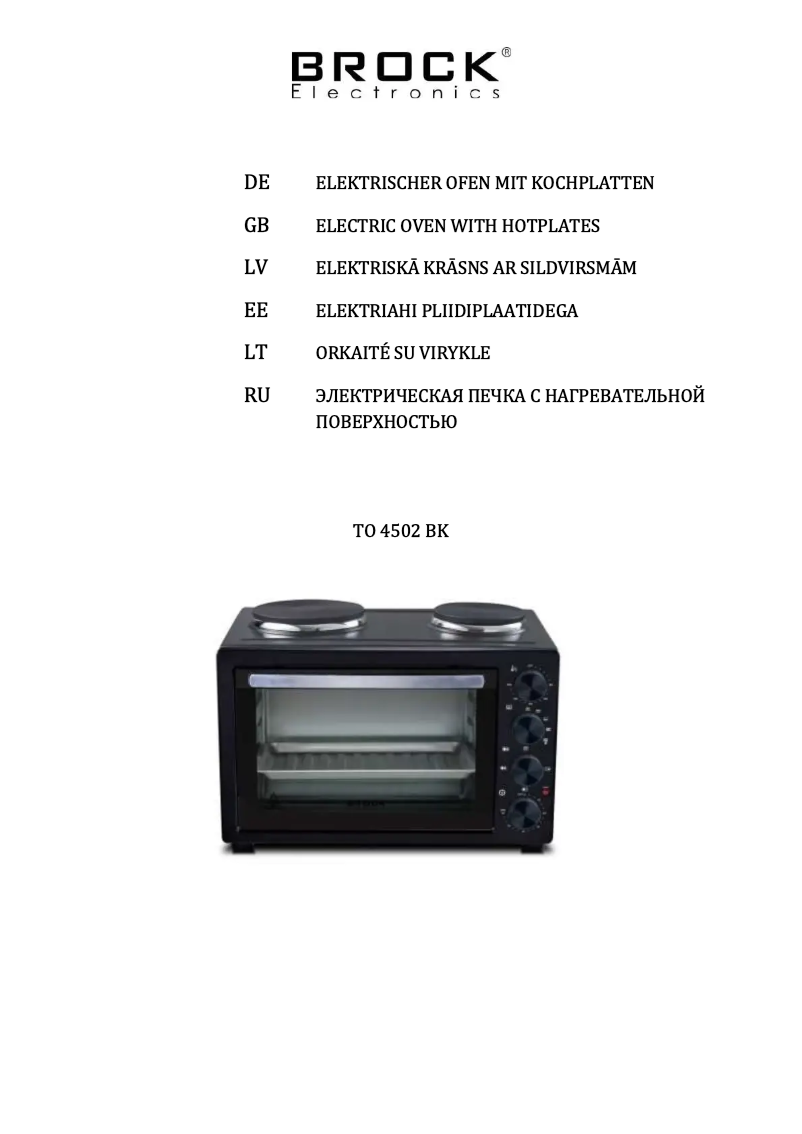 Page 1 de la notice Manuel utilisateur Brock TO 4502 BK