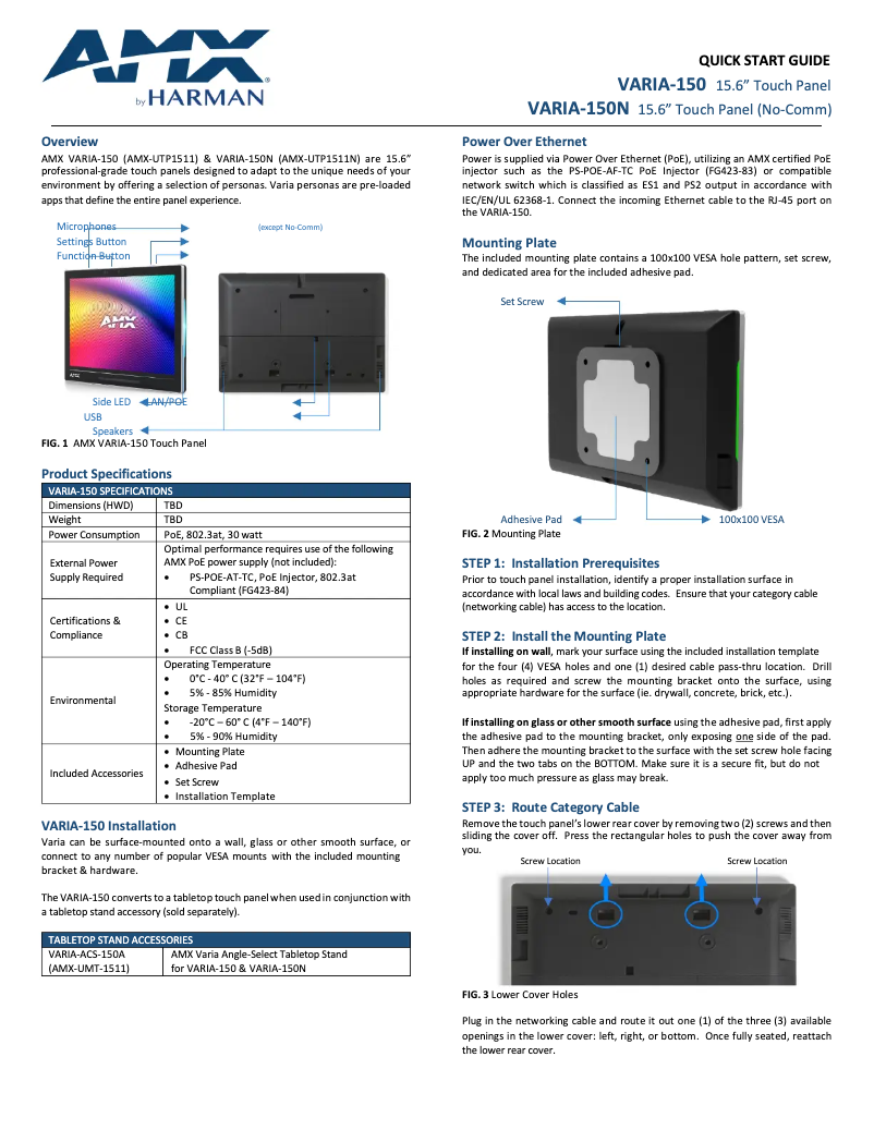 Image de la première page du manuel de l'appareil VARIA-150N