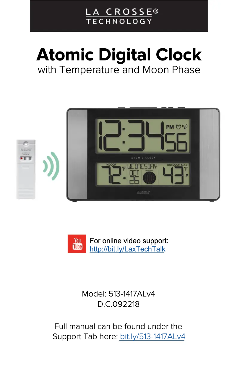 Page 1 de la notice Manuel utilisateur La Crosse Technology 513-1417ALV5