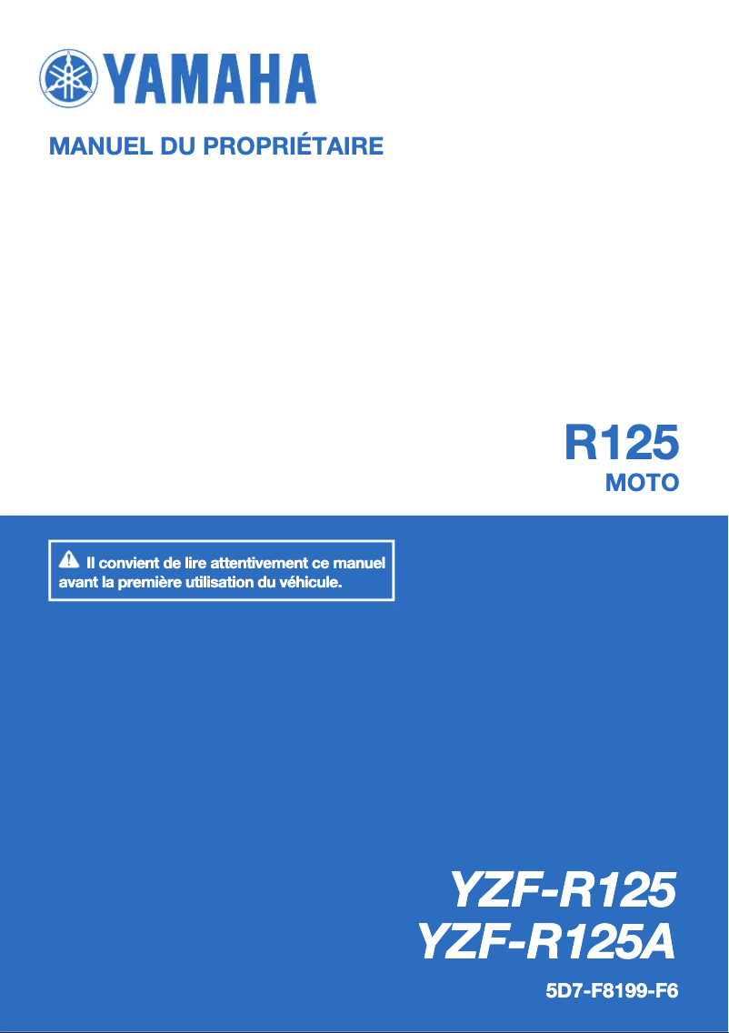 Image de la première page du manuel de l'appareil YZF-R125 (2016)