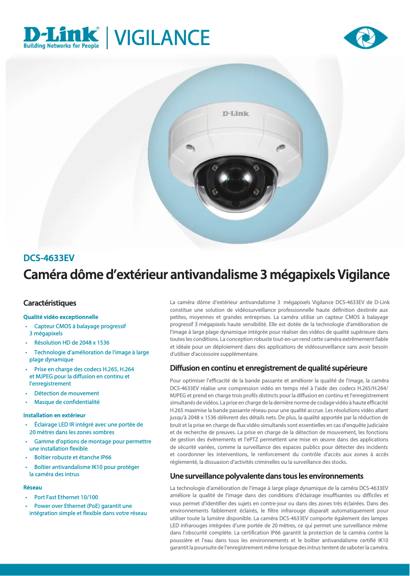 Page n°1 - Fiche technique D-Link DCS-4633EV