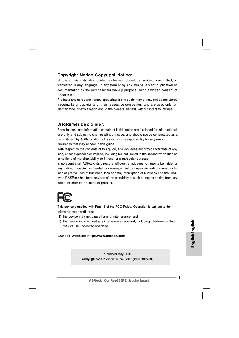 Página 1 del manual Manual de usuario Asrock ConRoe865PE