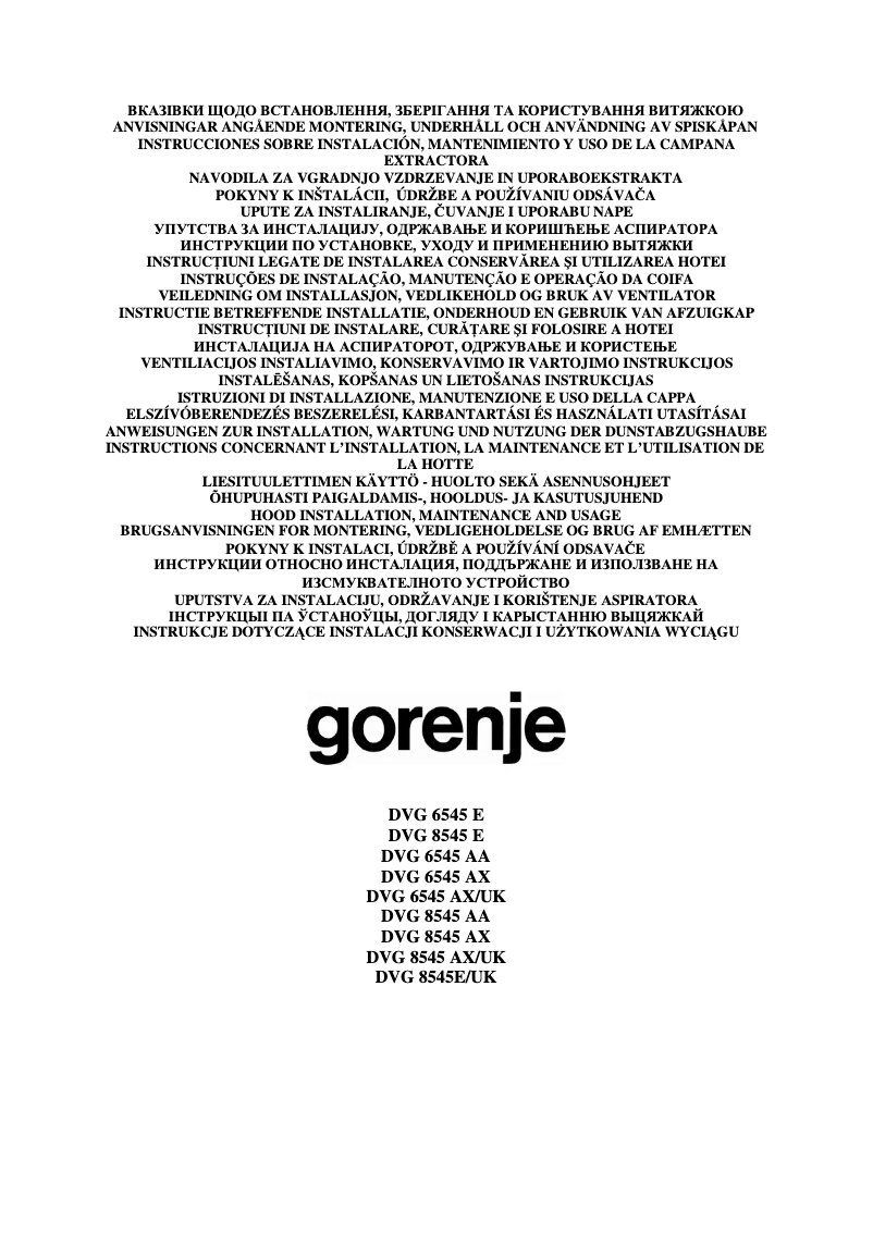 Page n°1 - Manuel utilisateur Gorenje DVG8545AX