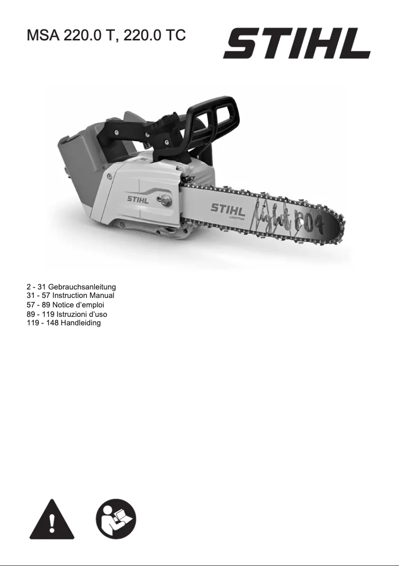 Page 1 de la notice Manuel utilisateur Stihl MSA 220