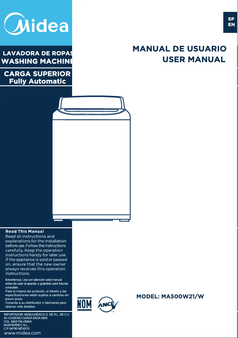 Image de la première page du manuel de l'appareil MA500W21/W