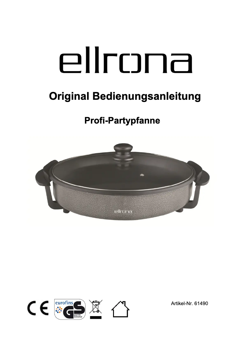 Page 1 de la notice Manuel utilisateur Ellrona Profi-Partypfanne 61490